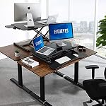 FITUEYES Height Adjustable Standing Desk 32” Wide Sit to Stand Converter Stand Up Desk Tabletop Workstation for Dual Monitor Riser FSD308001WB - Image 2