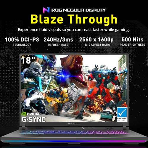 Image of ASUS ROG Strix G18 18 inch WQXGA 240Hz Gaming Laptop, AMD Ryzen 9 8940HX, GeForce RTX 5060 8GB GDDR7, 32GB DDR5, 3TB Storage(2TB SSD+1TB Docking Station Set), 4-Zone RGB Backlit Keyboard, Win 11 Pro, Gray