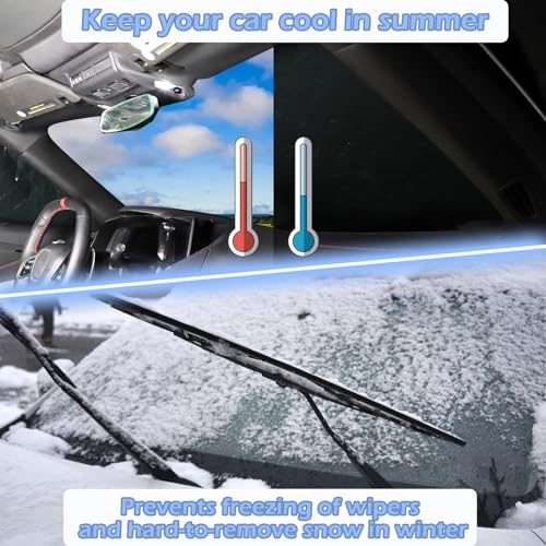 Image of For 2020-2023 Corvette C8: 1-Piece Windshield Sun Shade & Snow Cover - Compatible, Silver | Premium Protection, Easy Installation | Keep Your Car Cool in Summer, Snow-free in Winter | Perfect Fit