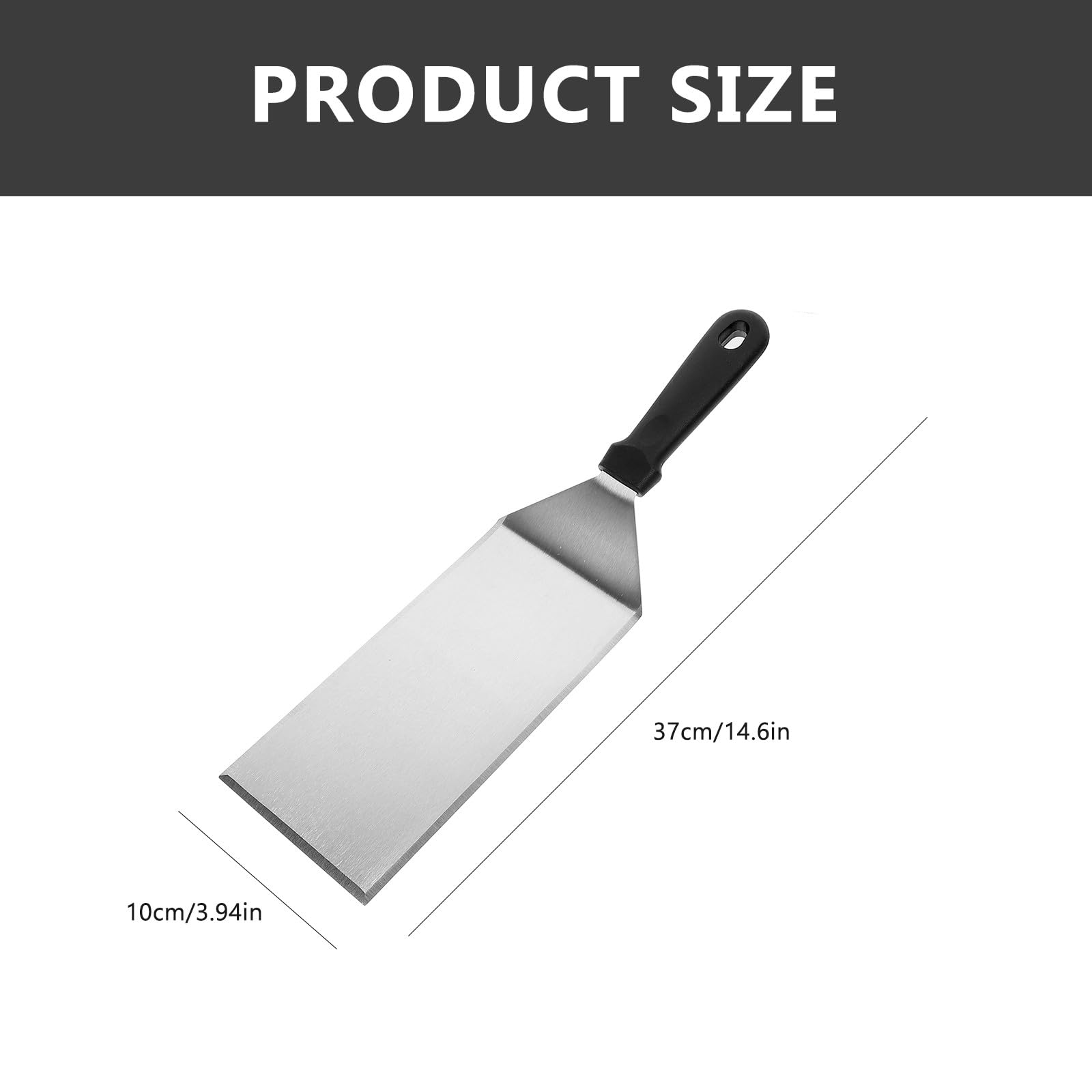 Lurrose Spatole da Cucina per Friggere e Mescolare, Utensili Resistenti Manico in Plastica Pp in Acciaio Inossidabile Set 3 Pezzi per Barbecue e Uso Quotidiano