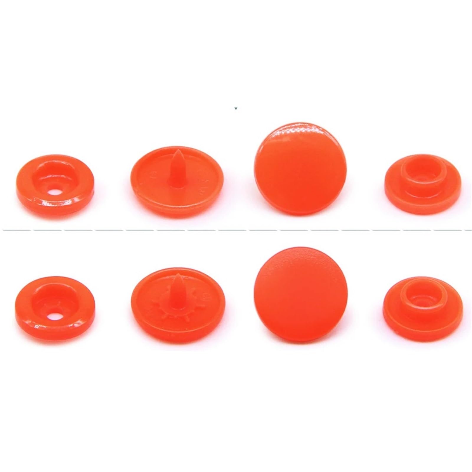 Press Studs Snap T5 200Sets Plastic Snaps Button Fasteners Bag Folder Dark Buckle Button Resin Garment Accessories for Baby Clothes DIY(Orange 607)