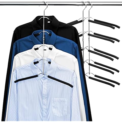 Coat Hangers, 3 Pack Space Saving Hangers, Foldable Magical Hanger, Hangers for Clothes, Stainless Steel Hangers for Sweater Shirt Non Slip Multilayer Closet Storage Organizer Cover