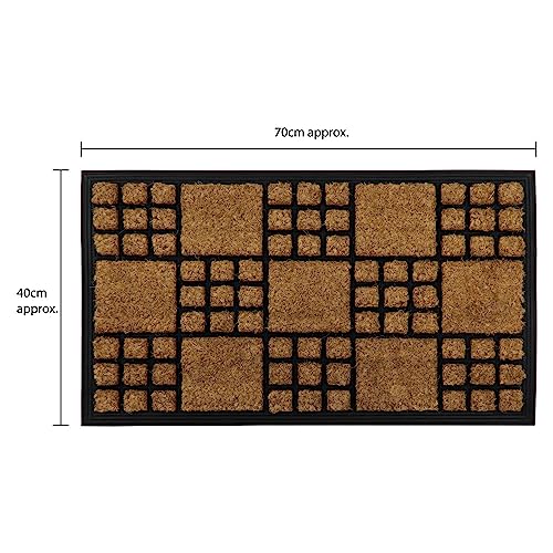 JVL Comfort Rubber Backed Coir Tuffscrape Scraper Doormat, 40x70 cm, Chequered, 40 x 70 cm (Rectangular) - Image 3