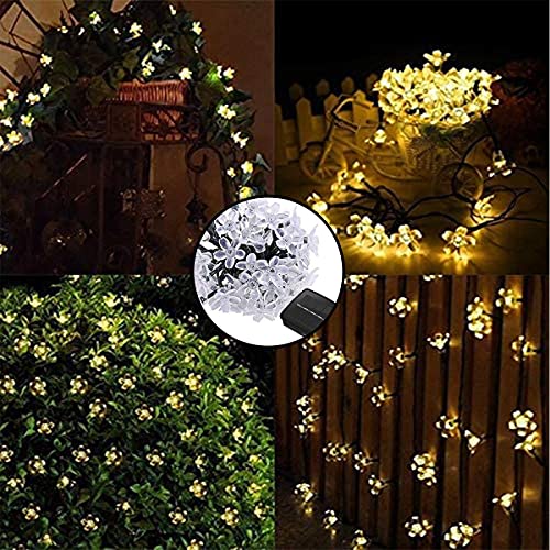 Image of AERYS 75 Flower LED Fairy String Solar Silicon Flower 10 Meter Waterproof 8 Mode Outdoor /Indoor Waterproof Solar Powered Led String Light, Decorations for Garden Yard Balcony (Warmwhite)