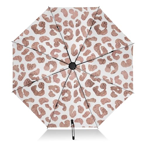 Parapluie pour pluie compact léopard or rose chic homme et femme