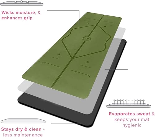 Miniatura 5 de Liforme Esterilla de yoga de viaje – Sistema de alineación patentado, agarre guerrero, antideslizante, ecológico, ultraligero y resistente al sudor,