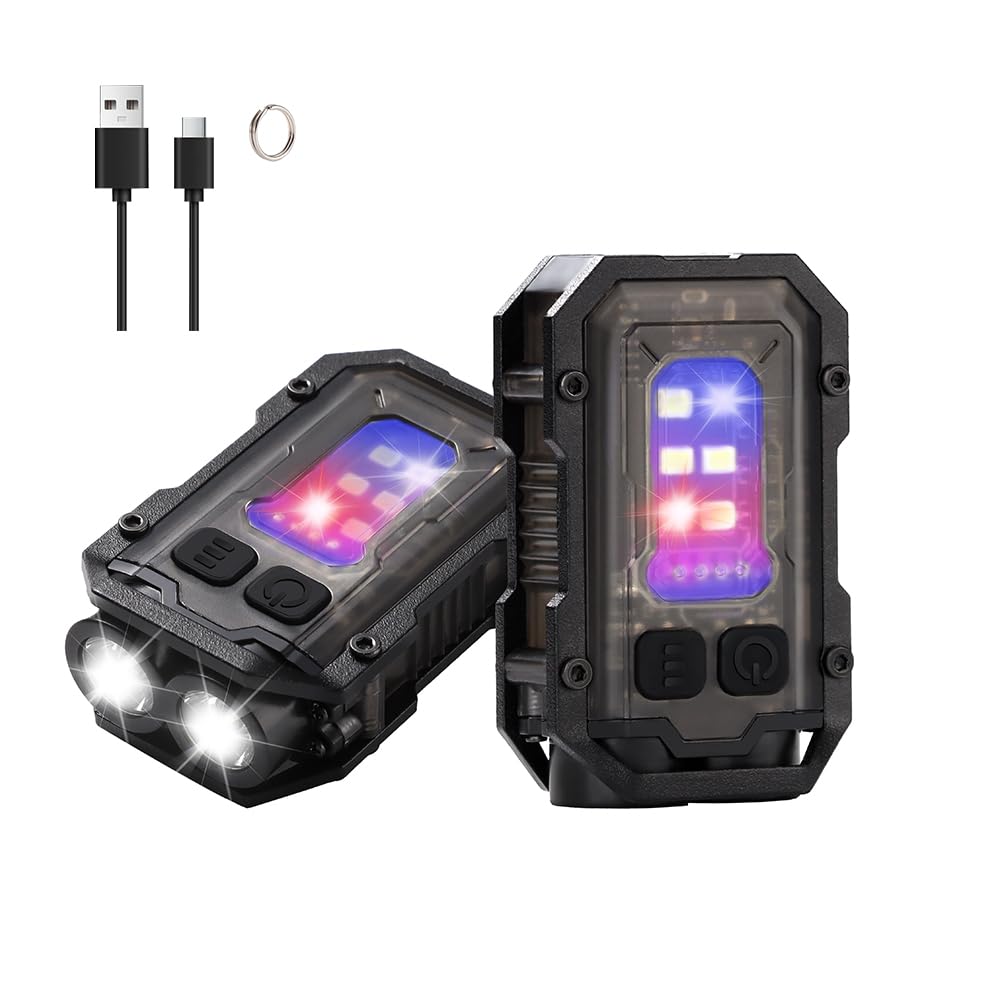 stvono Mini EDC Flashlight, Small Powerful Keychain Flashlight with Sidelight, High Lumens 800lm, USB-C Rechargeable, Keychain Light with Clip - 8