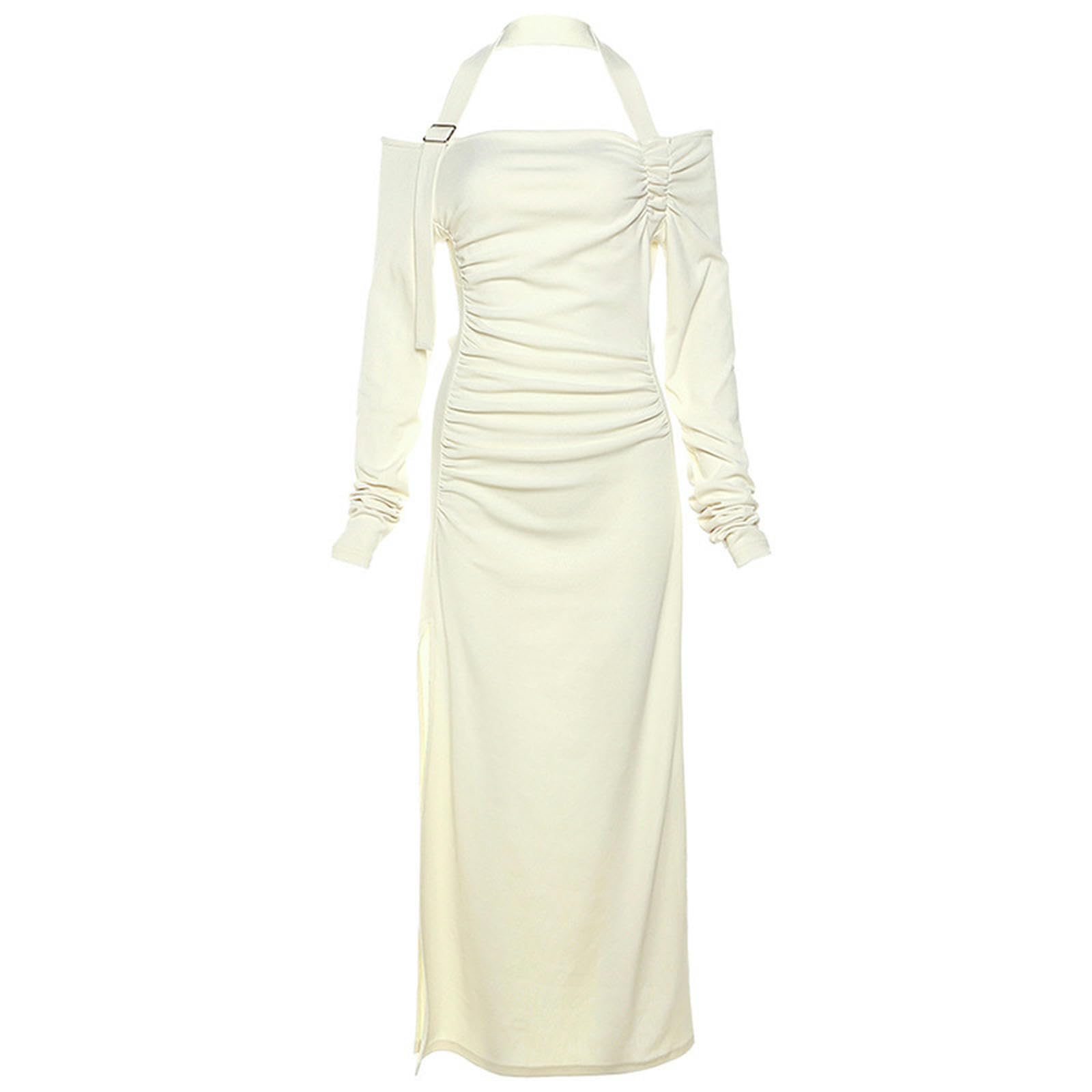 Robe longue abricot à manche longue pour vos soirées d'été habillées