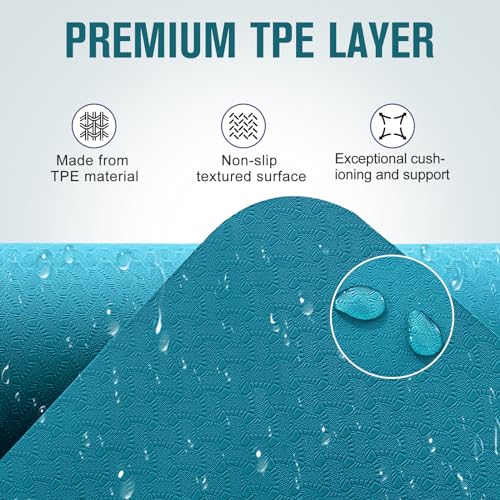 UMINEUX Extra Thick Yoga Mat, 2/5 Inch (10MM), Natural Rubber and TPE Non Slip Yoga Mats with Strap for Women Men, Eco Friendly Exercise Mat for Yoga, Pilates and Home Workout - Image 4