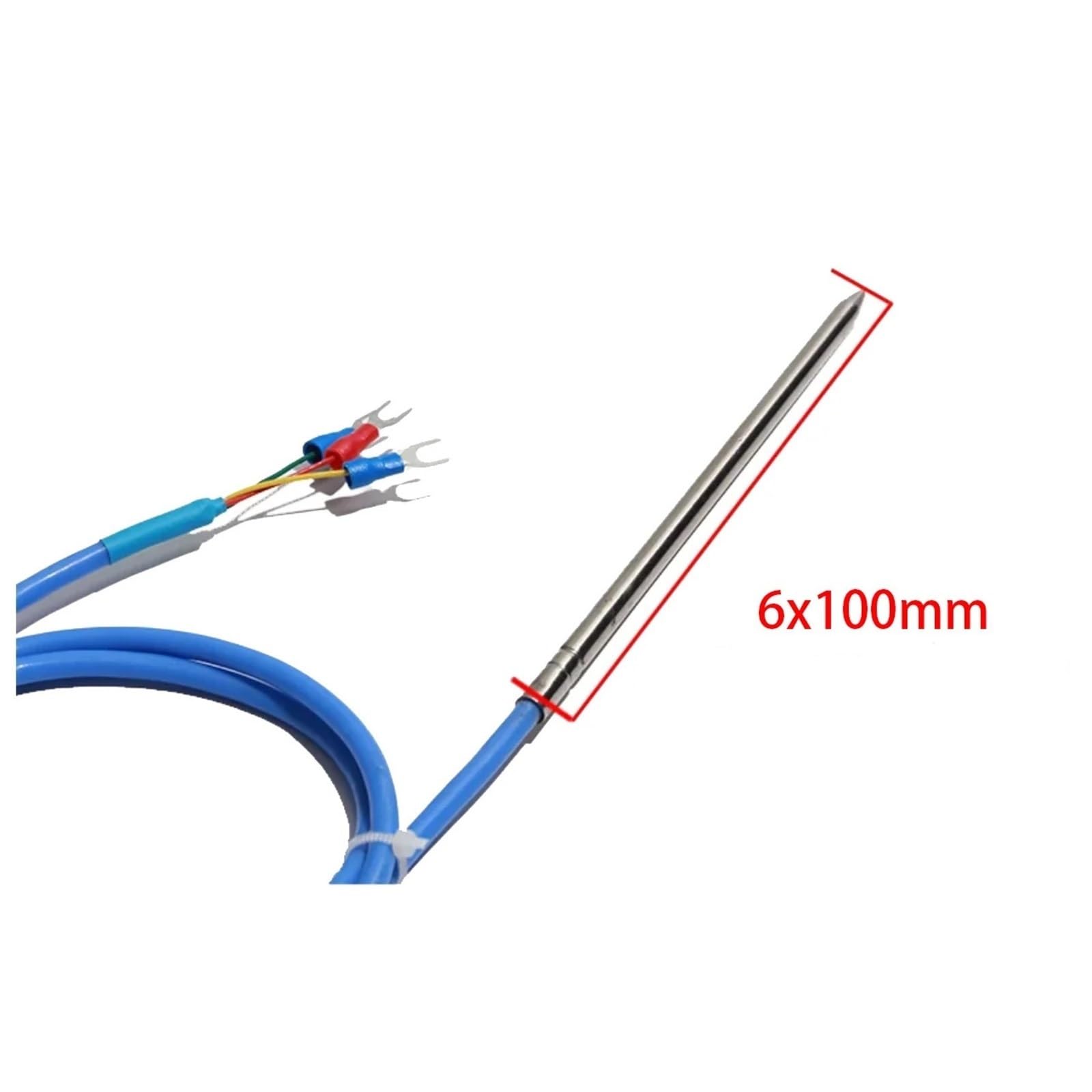 PT100/PT1000 y sensor de temperatura mejorado, sonda de 6 x 100 mm, cable de 1-5 m, RTD de respuesta rápida de acero inoxidable (PT100 mejorado, cable de 2 m)