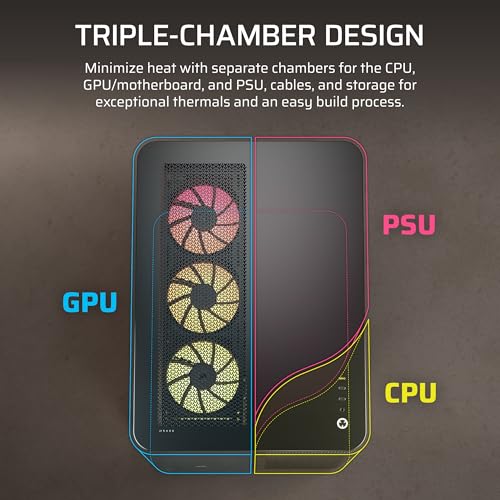 Image of CORSAIR AIR 5400 LX RGB Triple-Chamber Panoramic Mid-Tower PC Case - Black