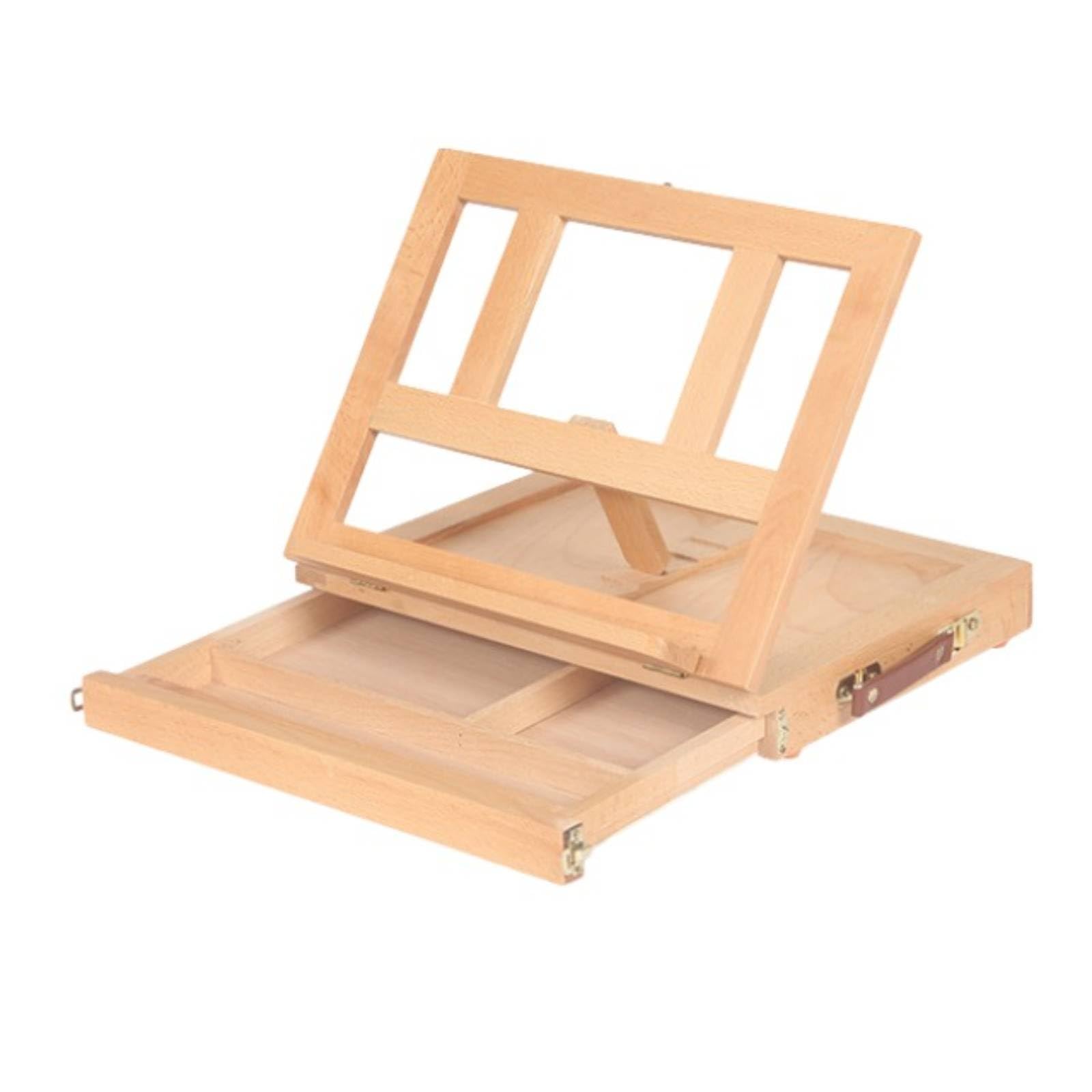 MagiDeal Custodia Artistica Portatile con, Cavalletto Da Tavolo In Legno Di Faggio, Modello HBX-4, Design A Cassetto Singolo, Colore Legno Naturale