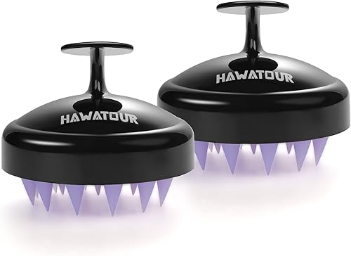 HAWATOUR Masajeador de cuero cabelludo, cepillo de champú para el cuidado del cuero cabelludo con masajeador de silicona suave, herramienta de