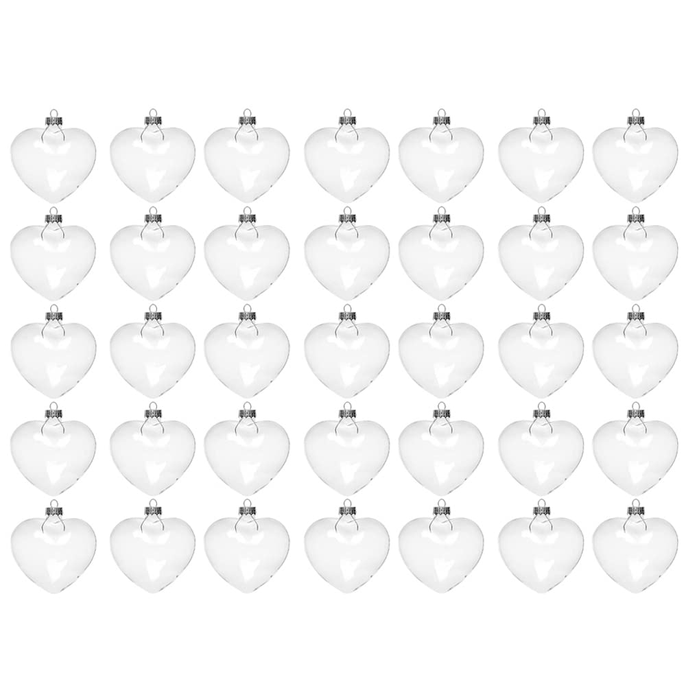 36 bolas en forma de corazón, adornos de Navidad, bolas transparentes rellenables para bodas, fiestas de Navidad