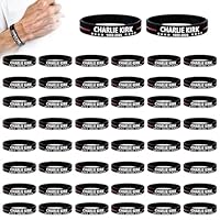 50PCS Charlie Kirk Wristband,Charlie Kirk Merch,Charlie Kirk Bracelet,A True Patriot Assassination Shooting Hero Freedom Merch USA Rubber Bracelets Silicone Wristbands Bracelets for Men&Women