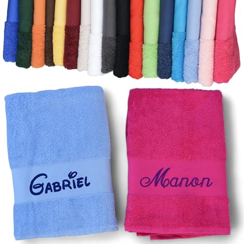 Linge éponge personnalisé, 100% coton, 450g/m², drap de bain avec prénom, cadeau personnalisé, cadeau prénom, cadeau naissance, cadeau anniversaire,...