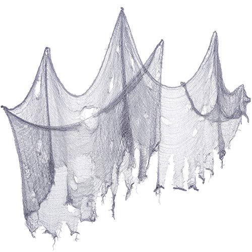 JOVITEC 4 Pack Halloween Creepy Cloth Freaky Loose Weave Creepy Cloth Fabric Scary Spooky Halloween Decoration (2 Yards x 30 Inch, Gray)