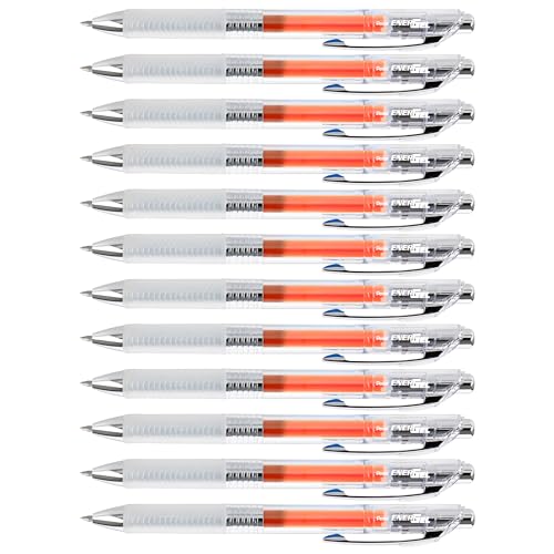 Pentel EnerGel ICE Bolígrafo de Gel Líquido, Tinta Naranja, Paquete de 12