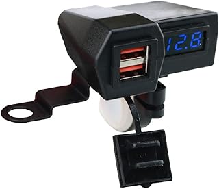 Cargador USB dual impermeable para motocicletas con pantalla digital y protección contra cortocircuitos (azul)
