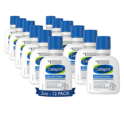 Face Wash by CETAPHIL, Daily Facial Cleanser for Sensitive, Combination to Oily Skin, Gentle Foaming, Soap Free, Hypoallergenic, NEW 2 oz (12 Pack)