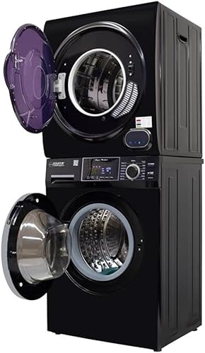 Miniatura 5 de Pemberly Row Stackable Washer and Compact Short Dryer Set, Stainless Steel, Black Finish, 15lbs Washer, 3.5 cu. ft. Dryer, Touch Buttons, Pet Cycle,