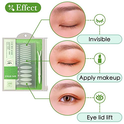 400Pcs Natural Invisible Single Side Eyelid Tape Stickers Medical-use Fiber Eyelid Lift Strip, Instant Eye Lift Without Surgery, Perfect for Uneven Mono-Eyelids, 100 Pairs Slim + 100 Pairs Wide - Thumbnail 2