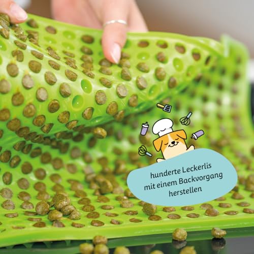 Collory® mini Halbkugel (1cm) Silikon Backmatte und Teigschaber Set zur Herstellung von Hundekekse und Hundeleckerlies DIY, Katzen Leckerli, Hitzebeständig & Antihaftend, Lebensmittelecht BPA-frei