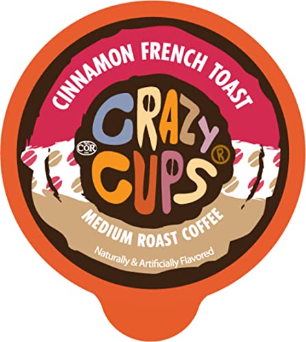 Crazy Cups Flavored Coffee Pods, Cinnamon French Toast, Cinnamon Coffee, Single Serve Coffee for Keurig K Cups Machines, Hot or Iced Coffee, Medium Roast Coffee in Recyclable Pods, 80 Count