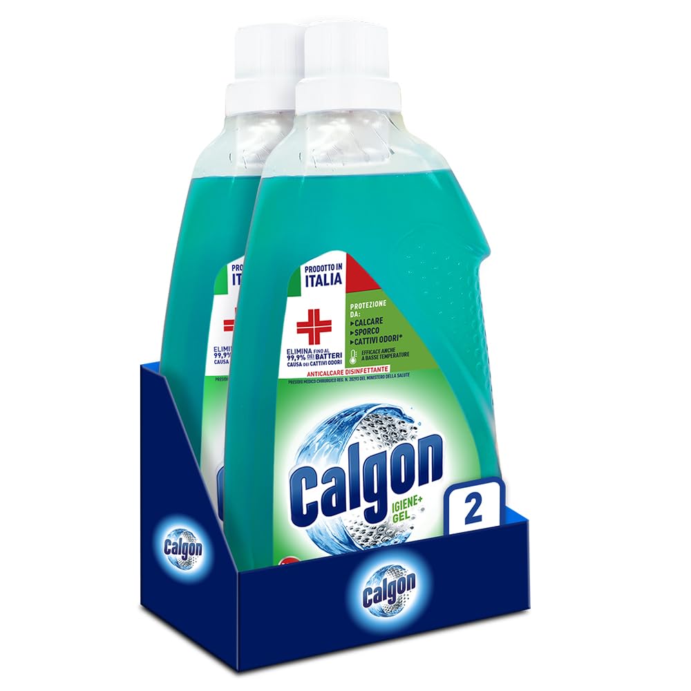 Calgon Gel Disinfettante Anticalcare Lavatrice, Hygiene+, 1,5l (Confezione da 2)