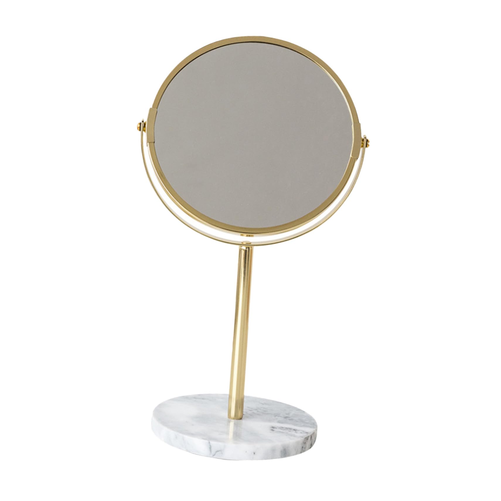 Miroir de maquillage de bureau en marbre doré et pied simple pour ornement maison