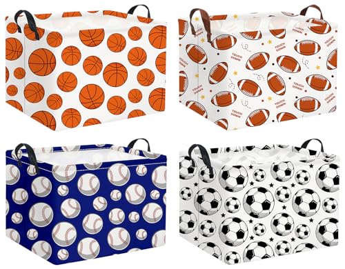 Image of Rectangular Ball Easter Basket Baby Kids Storage Basket for Boys Dinosaur Room Decor Cute Toy Storage Organizer Bins Bedroom(Sports)
