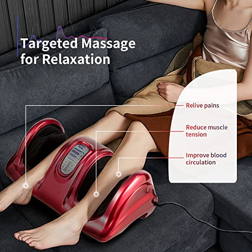 Image of Giantex Shiatsu Foot Massager Machine for Feet, Leg Calf Ankle, Nerve Pain Therapy Spa Gift Deep Kneading Rolling Massage, Electric Shiatsu Foot Massager w /Remote, 4 Modes, Red