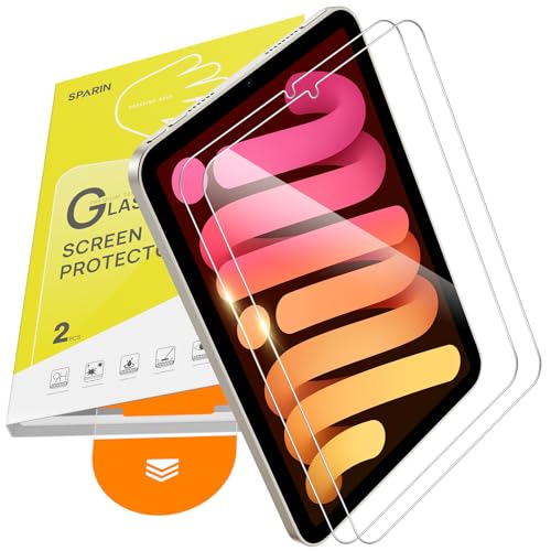 SPARIN Screen Protector for iPad Mini 7 8.3 inches 2024 (A17 Pro)/iPad Mini 6 2021, [2 Pack] for iPad Mini 7th/6th Generation Tempered Glass, Auto Alignment/Easy Installation Tray/Case Friendly