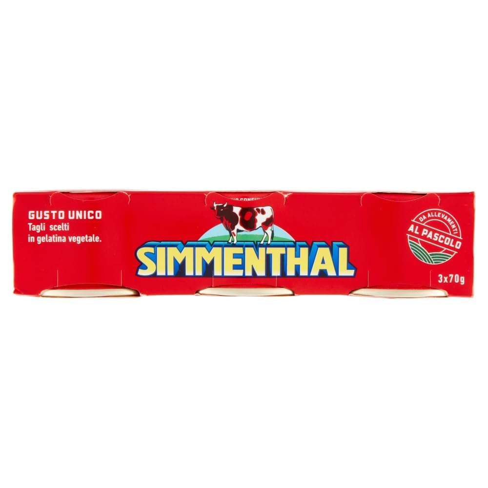 Italian Gourmet Simmenthal Viande de bœuf en gelée Simmenthal – spécialité italienne prête à consommer, boîtes portion 70 g, idéal salades & sandwichs 12 x (3 x 70 g) + Italian Gourmet Polpa