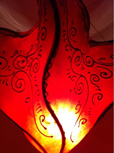 Orientalische Lampe Pendelleuchte Hängeleuchte Daya Rot 50cm Groß | Marokkanische Lederlampe Hennalampe Leuchte mit… – Bild 6
