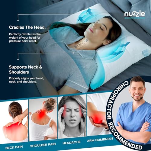 Image of Nuzzle Adjustable Firm Pillow Queen Size, Luxury Bed Pillow Hotel Collection - Best Adjust Height Soft Cooling Pillow for Back, Stomach or Side Sleepers