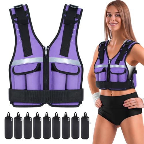 Sportneer Adjustable Weighted Vest 0.9kg to 8kg, 9-in-1 Quickly Adjustable Running Vest for Men and Women, Strength Training, Calisthenics and Gym, Weight Vest