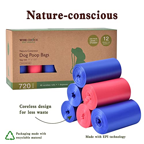 Dog Poop Bags with Dispenser and Leash Clip, Extra-Large, Extra Thick 100% Leak-Proof Pet Waste Bags, Earth Friendly, Unscented, Blue Pink, 720 Count, 13.5×9 in Dog Poop Bags with Dispenser and Leash Clip, Extra-Large, Extra Thick 100% Leak-Proof Pet Waste Bags, Earth Friendly, Unscented, Blue Pink, 720 Count, 13.5×9 in