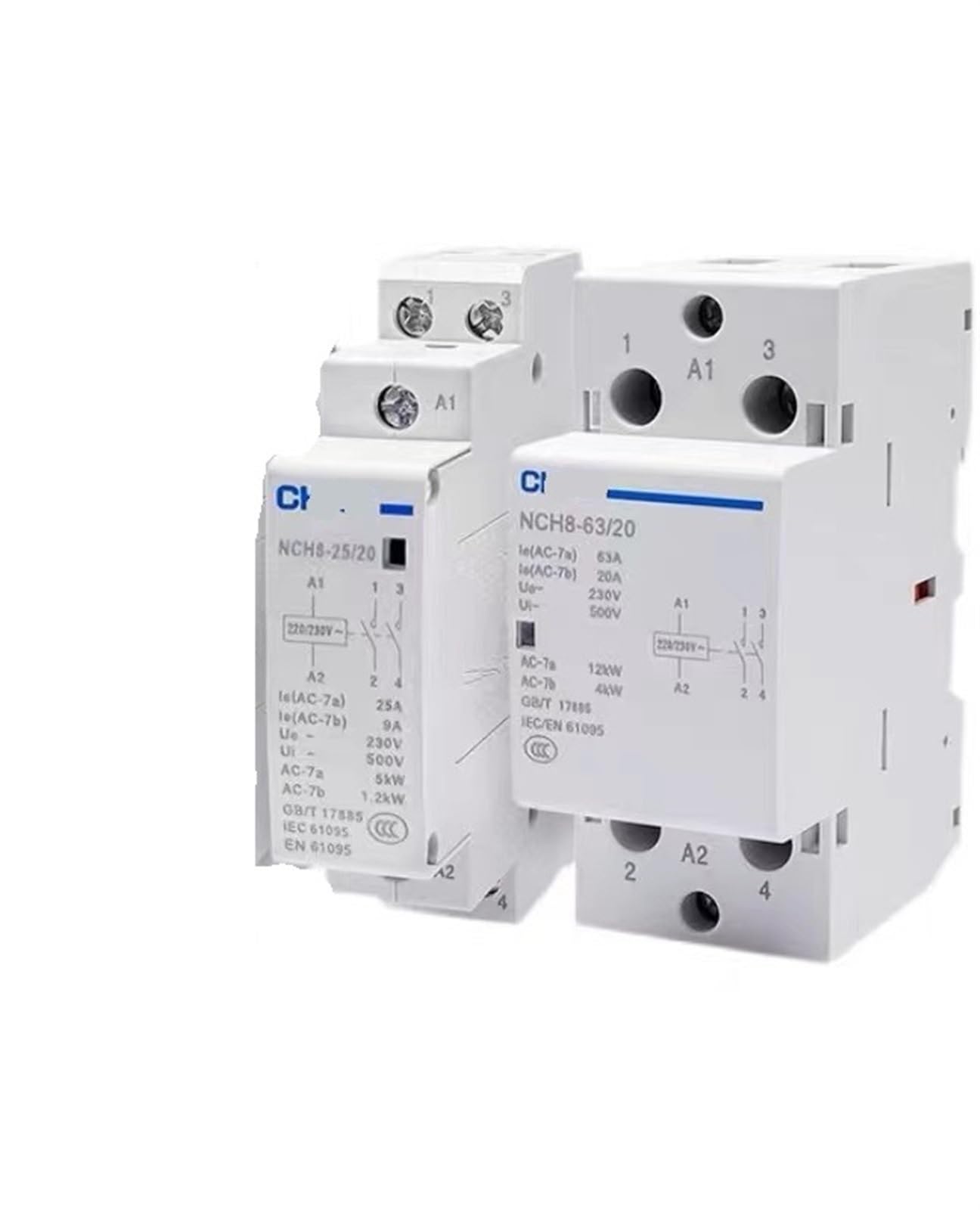 NCH8-63/20 Ministycznik modułowy AC do gospodarstwa domowego 220 V 230 V 20 A 25 A 40 A 63 A 1 samozamykacz 1 otwieracz 2 zamykacze 2 otwieracze 4 zwierki NCH8-20 25 40(NCH8-63A, 2NO2NC)