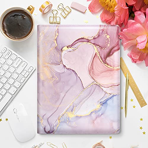 WAVEYU Padfolio Business/Resume Portfolio Folder, Leather Interview Portfolio Business Portfolio Portfolio Organizer with Legal Pad Folder Clipboard,Interview Folder for Men/Women, Colorful Pink - Thumbnail 7