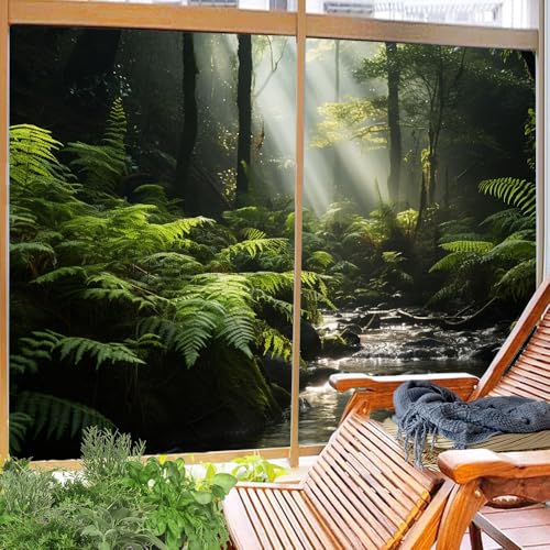 Vinilo para ventana privacidad Retro Forest 35.4x63 pulgadas x2 miniatura 6