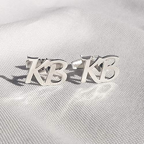 Initial cufflinks for men silver Letter Cufflinks Gift for men birthday Personalised gift for Him Wedding Cufflinks Handmade