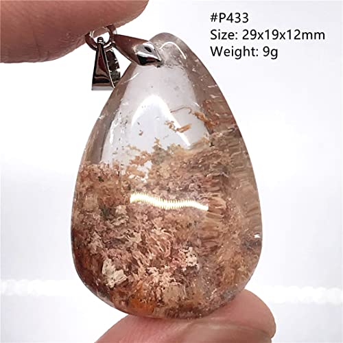 Joias com pingente de quartzo fantasma natural para mulheres homens pedra de cristal de cura 29 x 19