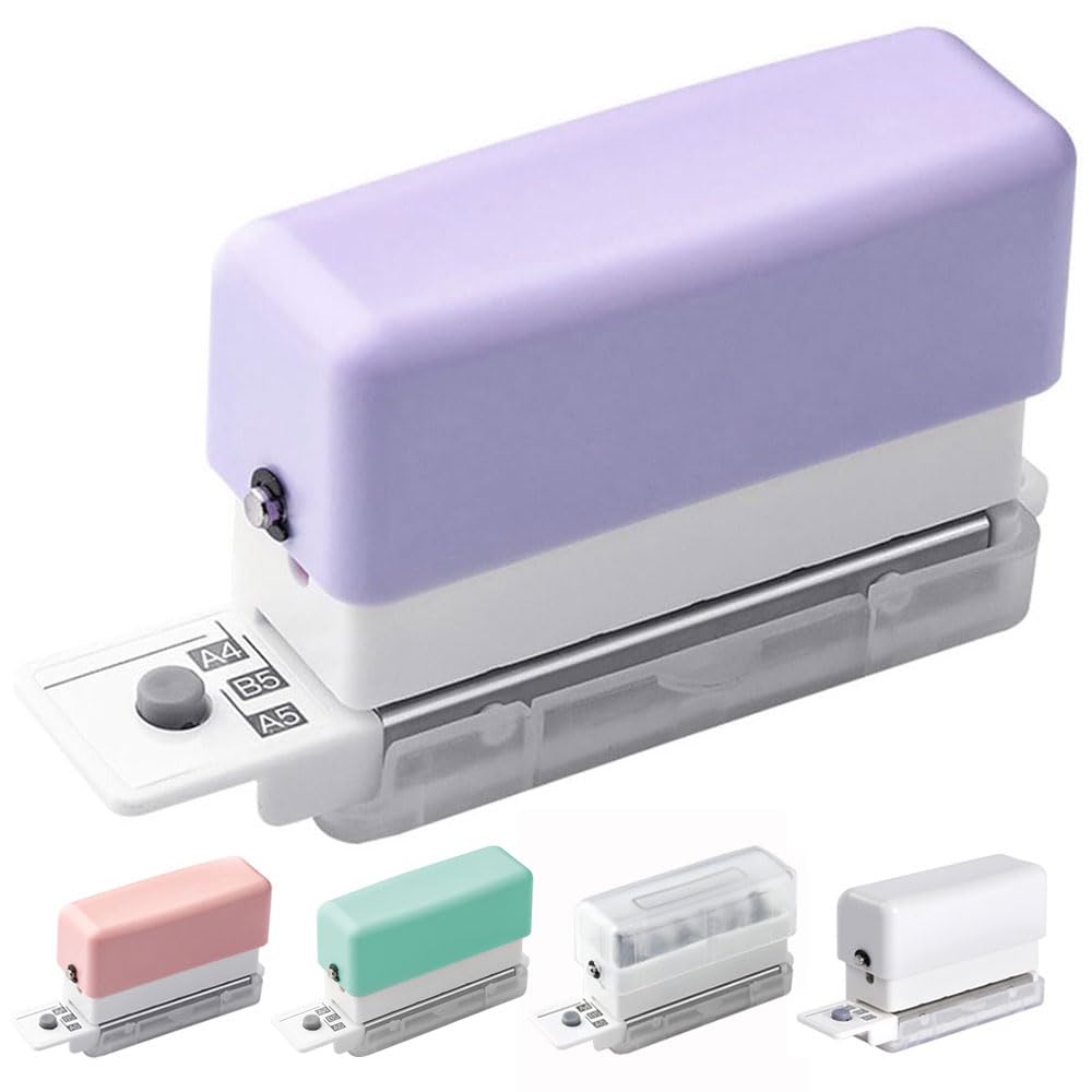 ルーズリーフパンチ 6穴 A5/B5/A4対応 使いやすい 30穴/26穴/20穴 強力穴あけパンチ 多機能 多穴 コンパクト 軽量 持ち運び便利 耐久性 DIY 手帳 事務用品 (菫色)