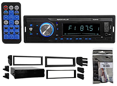 Audiosavings Bundle: Rockville RDM18 V2 in-Dash Car Digital Media Bluetooth USB/SD Receiver Bundle with 98-8999 Stereo Mounting kit & 70-8901 Receiver Wire Harness kit (3 Items)