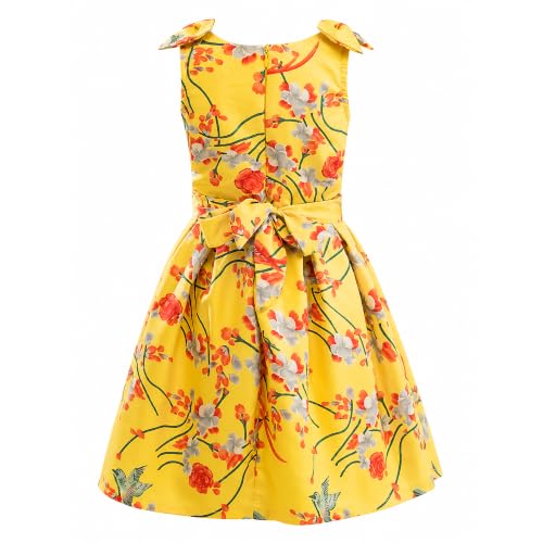 Image of Miss Lavish London Kid Dress for Girls, Shoulder Bow Printed Party Dress, Summer Dress for Girls, Kids Printed Dress for Birthday, Vacation, Wedding & Festival Girls Dresses