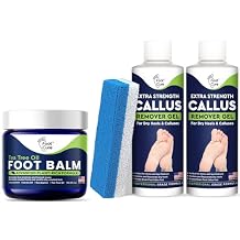 Callus مزيل للأقدام مع جل قوة اضافية & القدم الخفاف مجموعة الحجر - طريقة سهلة لإزالة Calluses الصلبة والجلد الميت & الشاي شجرة النفط بلسم القدم/مرطب للأقدام المتشققة الجافة