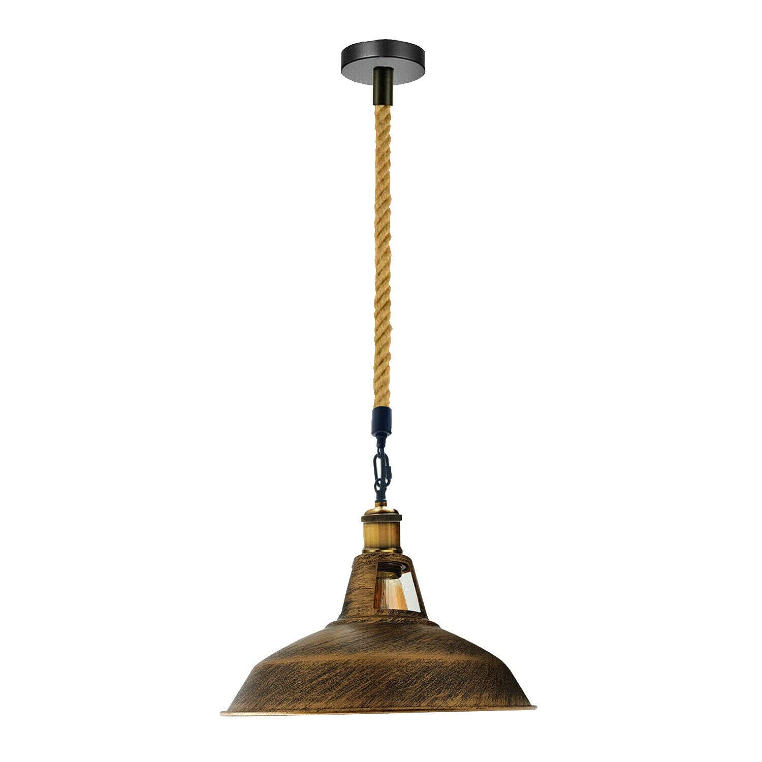 Lustre industriel corde de chanvre LEDSone cuivre brossé pour éclairer une pièce sombre