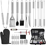 BBQ Grill Accessories, 27PCs BBQ Tools Set, Stainless Steel Grill Tools Set, Grilling Kit for Men...