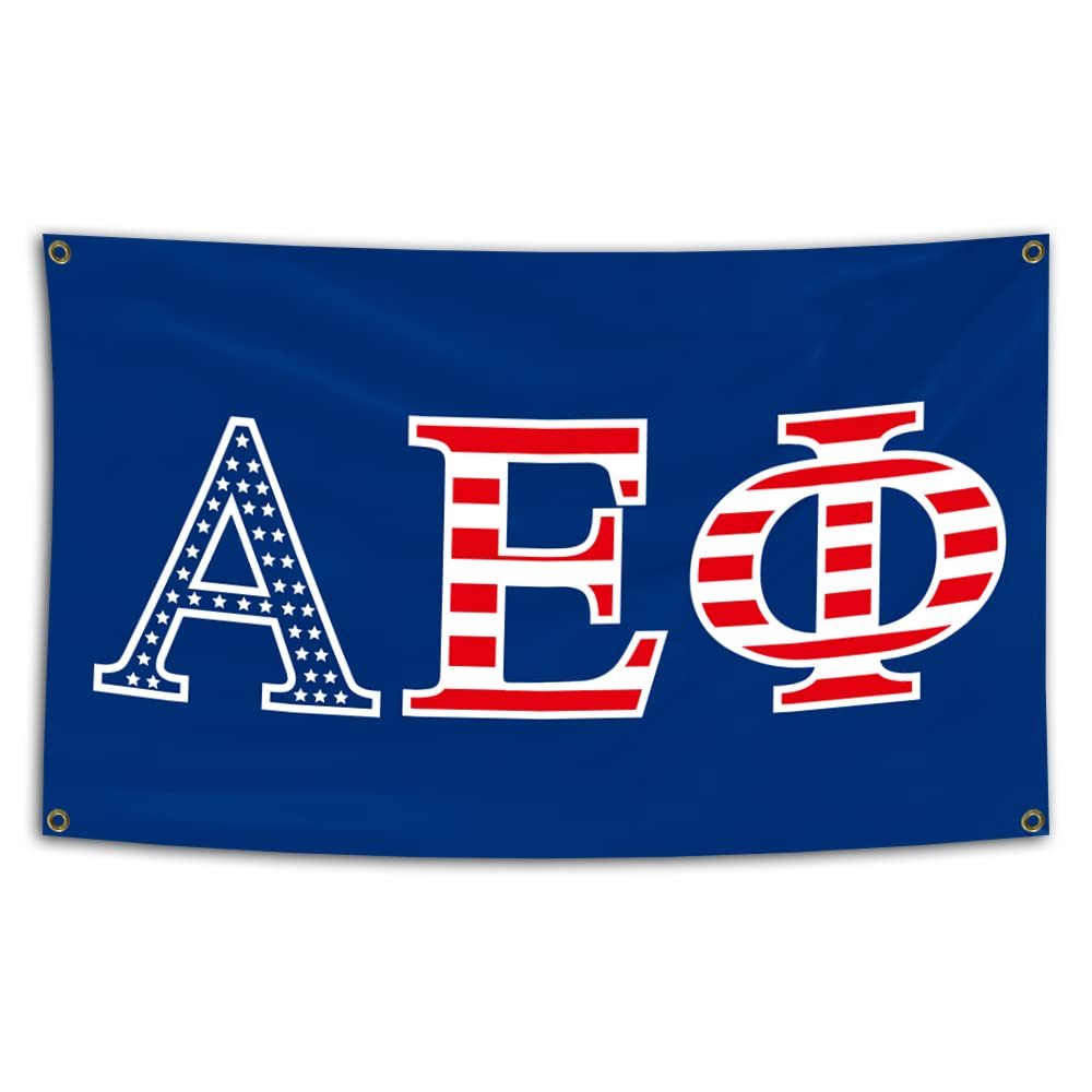 Used for Alpha Epsilon Phi 3×5FT America Flag With Four Brass Grommets Blue background Double stitch Decoration banner